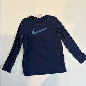 Nike Kids Navy Long Sleeve Tee| Size: Small (6-8)
